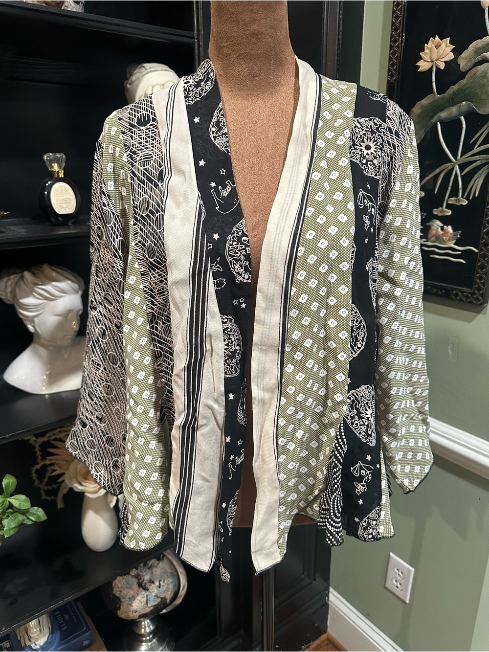 Vintage Sterling Styles Zodiac Libra Panel Boho Cardigan – One Size